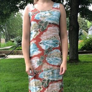 hawaiian print maxi dress